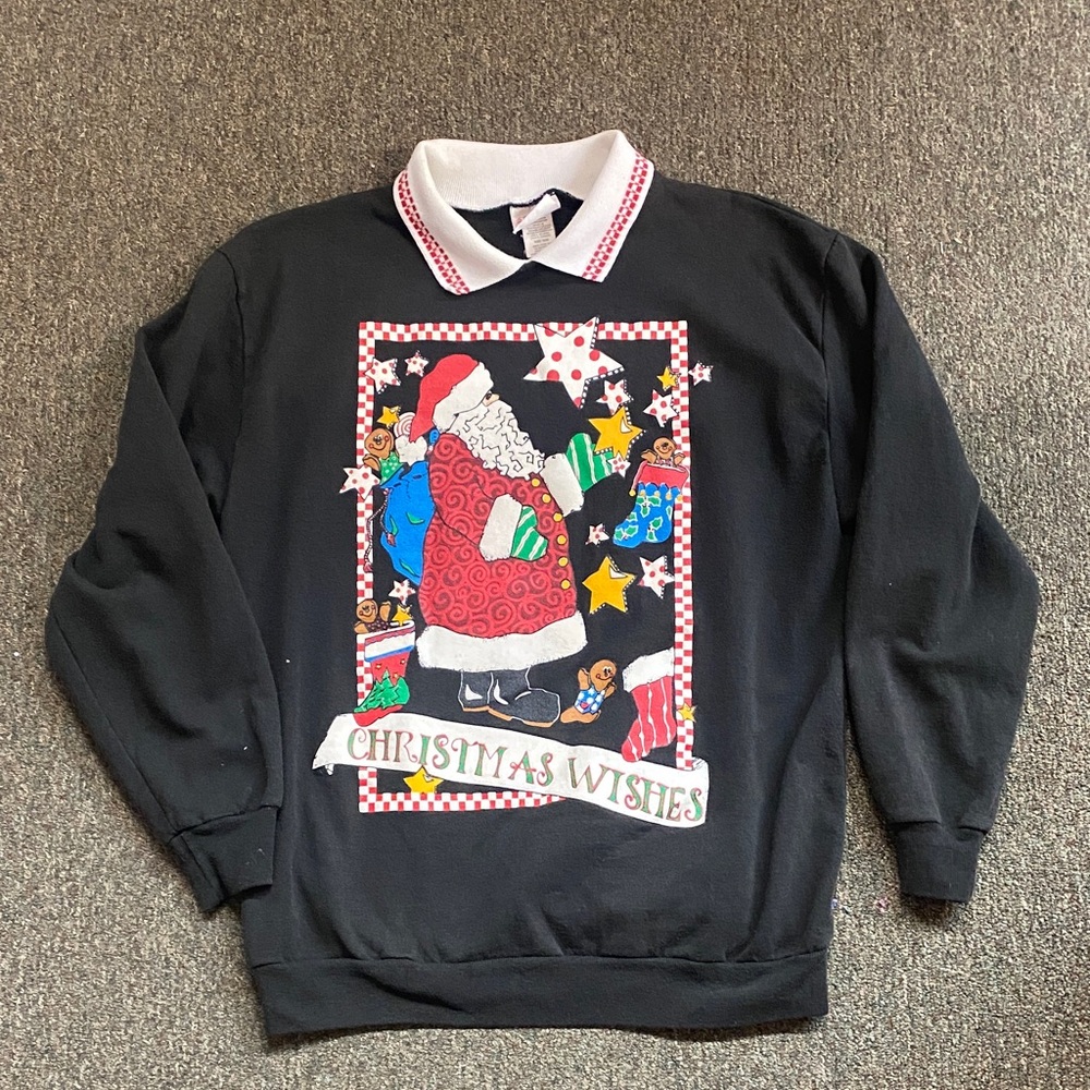 Holiday Time Black Christmas Wishes Sweater